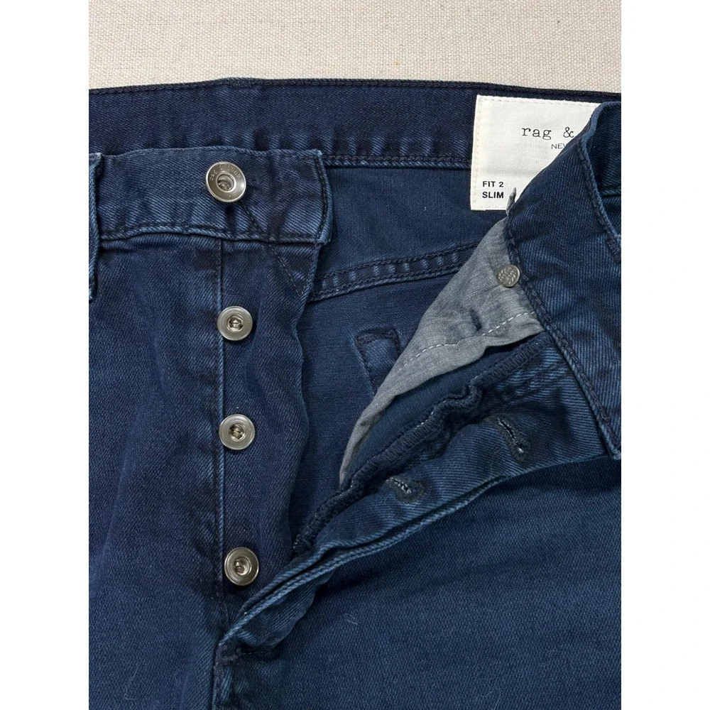 Rag & Bone Men's 33 Fit 2 Slim Bayview Japanese Kaihara Denim Jeans Blue NWTs